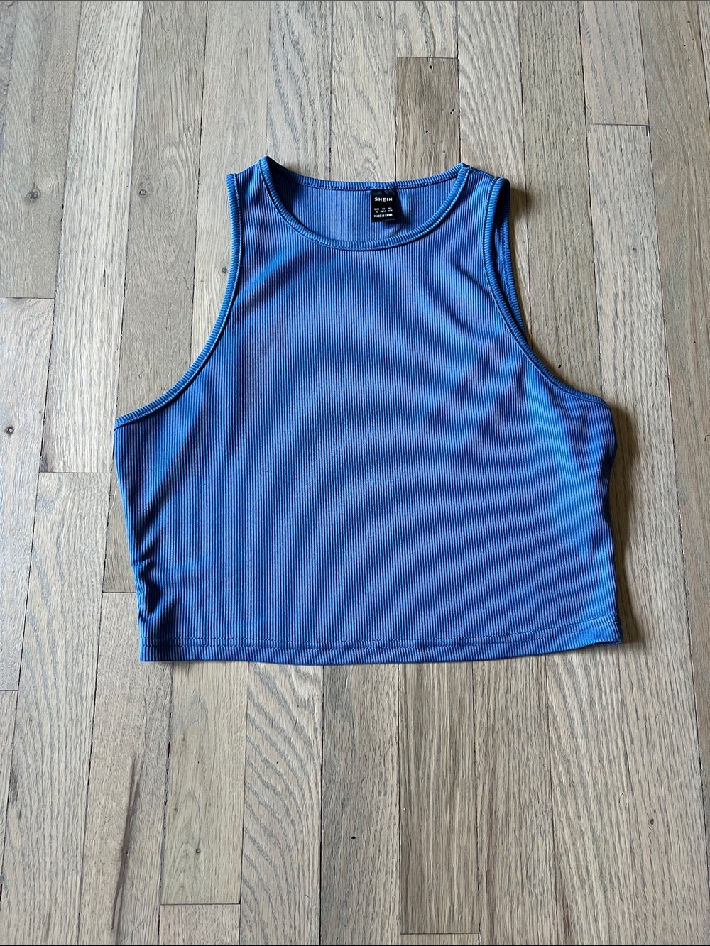 SHEIN Blue Ribbed Cropped Tank